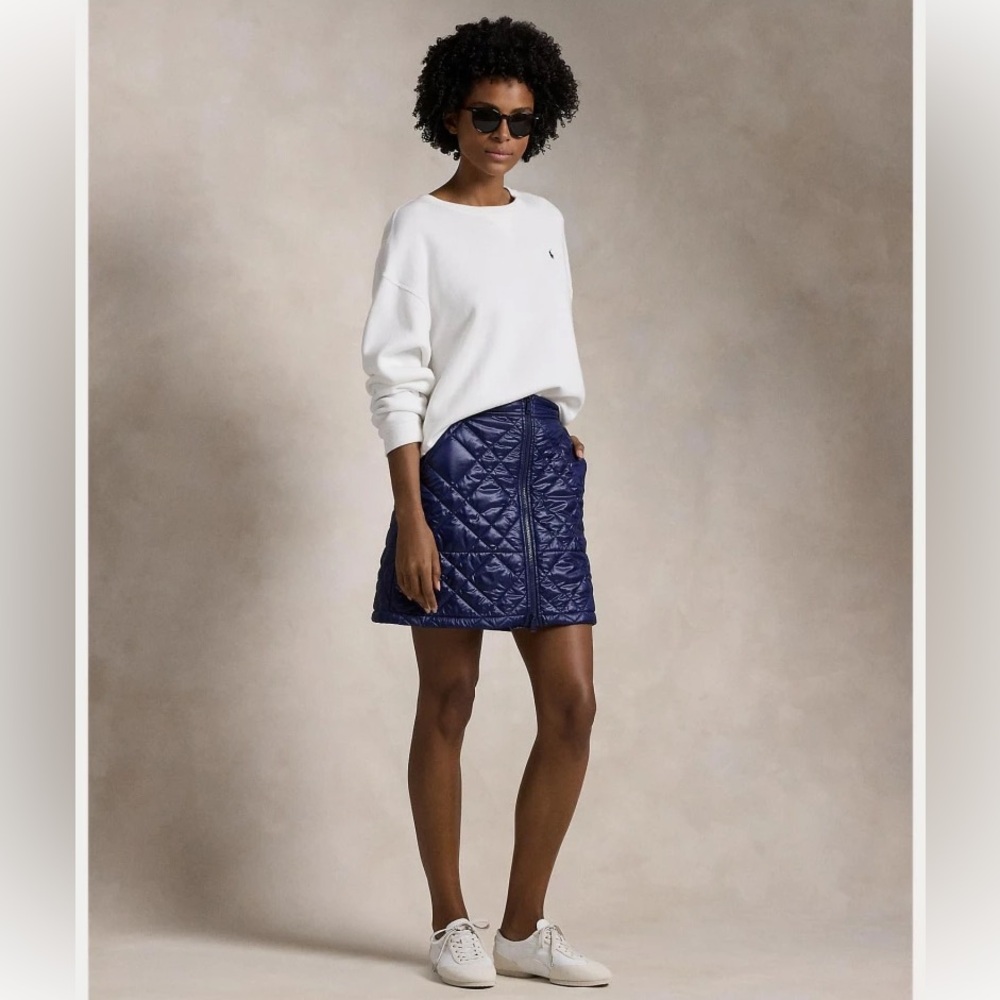 NWT Ralph Lauren RLX Navy Quilted Ripstop Golf Wrap Skirt L